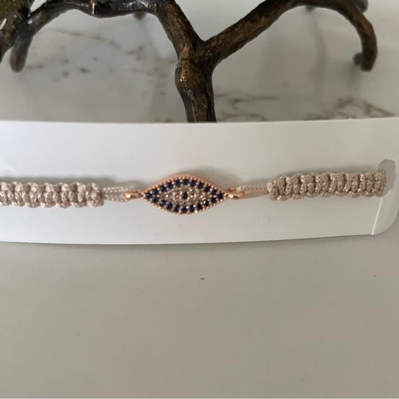Beautiful Evil Eye Adjustable Bracelet in Champagne & Rose Gold! Brand New! - Picture 1 of 10
